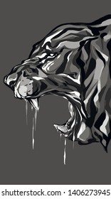 vector lion color art, lion head