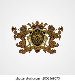 Logotipo de mellizo de la cresta de león vectorial