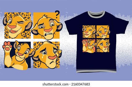 vector lion cub with leopard background 