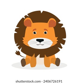 Vector lion. Cute animal character. Minimal cartoon design. Sutable for apps and animation. 
