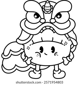 a vector of a lion dance and dumpling