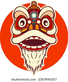 vector lion dance head illustration