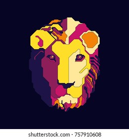 vector of lion face in colorful graphic style