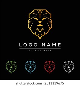 design do logotipo da face do leão vetorial