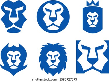 Vector Lion Flat Head Logo  Set 