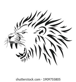 Cabeza de león vector, boceto negro