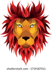 Vector lion head in color .