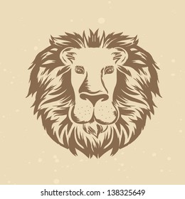 Vector lion head in engraving style - vintage illustration