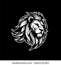 Vector of lion head logo design template with monochrome and vintage style for sport or gaming