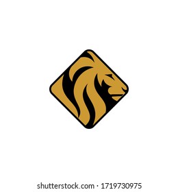 vector of lion head logo template, on square concept design, isolated on white background.