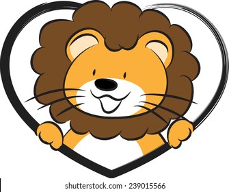 vector lion with heart shape icon