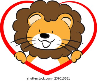 vector lion with heart shape icon