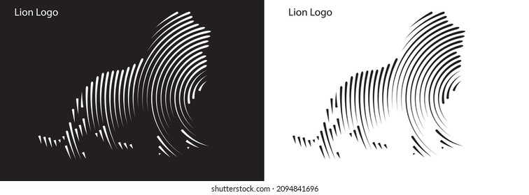 Vector Lion Illustration, Beautiful Logo Drawing For A Company, Line Art Of A Predator