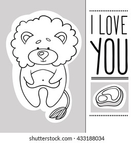 Vector Lion king. Vector isolated animal in the form of stickers.