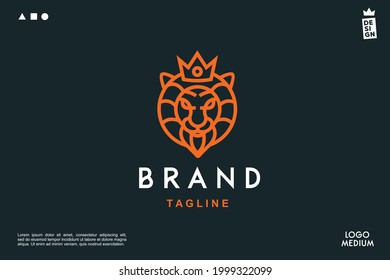 vector lion king monoline minimalist simple logo Perfect for any brand and company 