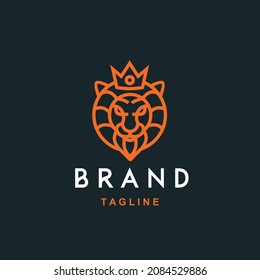 vector lion king monoline minimalist simple logo Perfect for any brand and company