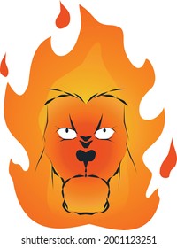 vector de león en llamas, puede utilizarse como marca o logotipo