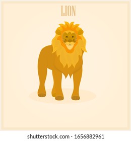 Vector lion on light background. Wild animal.