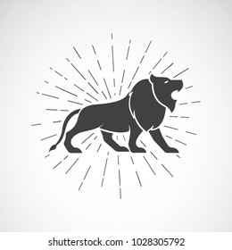Vector of lion on white background. Animal. Lion symbol. Vector illustration for advertising and T-shirt graphics. Easy editable layered vector illustration.