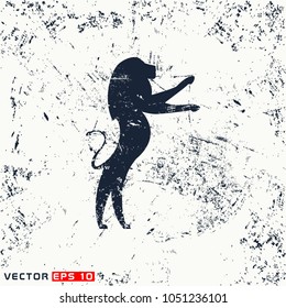 Vector lion silhouette on grunge background