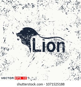 Vector lion silhouette view side for retro logos, emblems, badges, labels template vintage design element. Isolated on white background