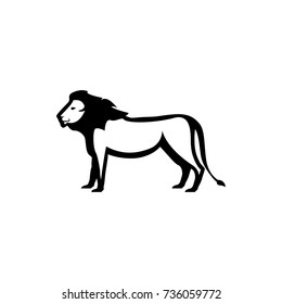 Vector lion silhouette view side for retro logos, emblems, badges, labels template vintage design element. Isolated on white background