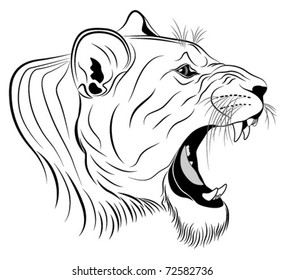 Vector lioness represented in the form of a tattoo