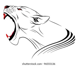 Vector lioness represented in the form of a tattoo