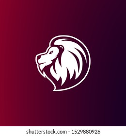 Vector lion's head monochrome logotype