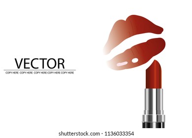 vector lip ans lipstick on white background
