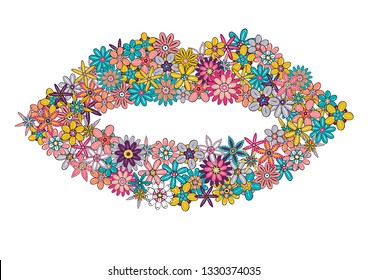 vector lip in flowers