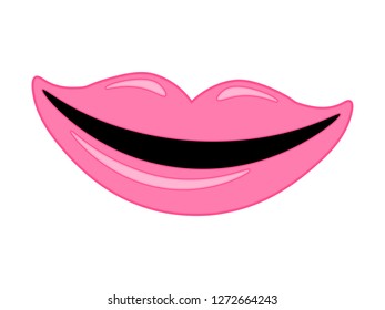 Vector lip symbol isolated on white background. kiss lip icon illustration. Simple Woman pink lips cartoon