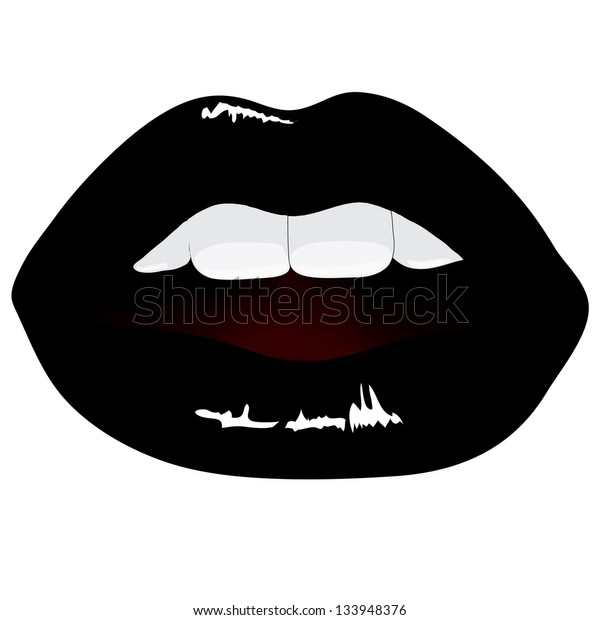 Vector Lips Black Color Stock Vector (Royalty Free) 133948376