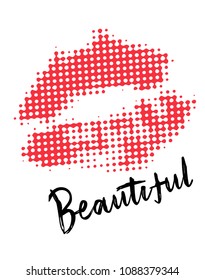vector lips design. vintage style shirt print. slogan tee.