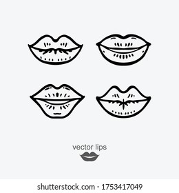 Vector lips. Four different shapes of female lips. Set of templates for cosmetology, etc.