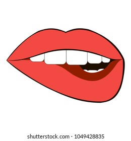Vector lips, half-open mouth.