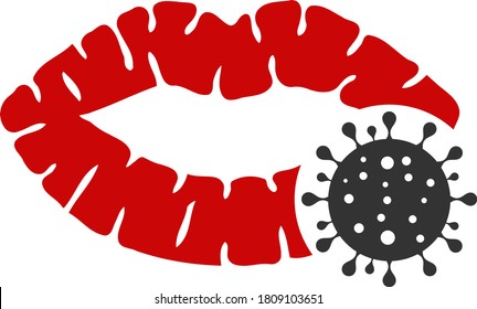 El vector acaricia el ícono plano del herpes virus. El estilo del pictograma vectorial es un símbolo plano que hace que el ícono del herpes virus entre un fondo blanco.