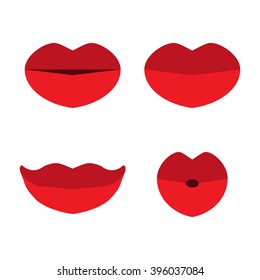 Vector lips icons isolated on white background. Elements for design in flat style. 