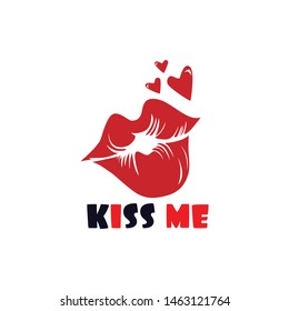
Vector lips kiss me for screen printing and others