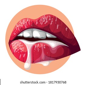 Vector lips with milk in graphic style
