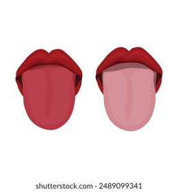 Vector of lips and tongue in mouth. vector illustration 