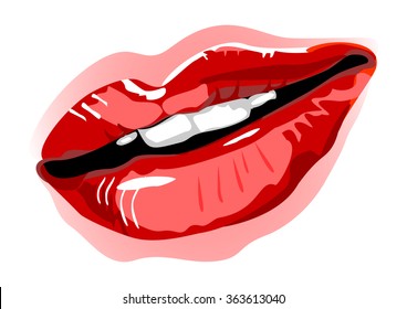 vector lips ultra shiny isolated woman smile illustration