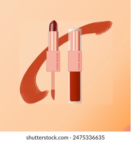 Vector of lipstic brand cosmetics for woman beauty its could be edited easyly, and good for brand to make new model of mock up and can be use for marketing and business cosmetics.