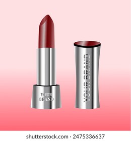 Vector of lipstic brand cosmetics for woman beauty its could be edited easyly, and good for brand to make new model of mock up and can be use for marketing and business cosmetics.