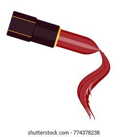 Vector lipstick for applying makeup. Goods for beauty. Color palette, gamma of hues. Flat vector cartoon illustration. Objects isolated on white background.