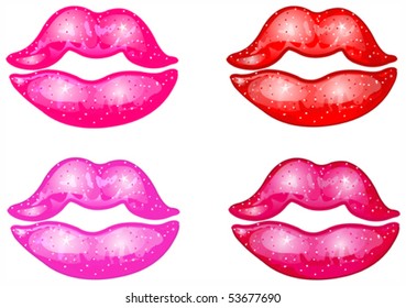 Vector lipstick kisses