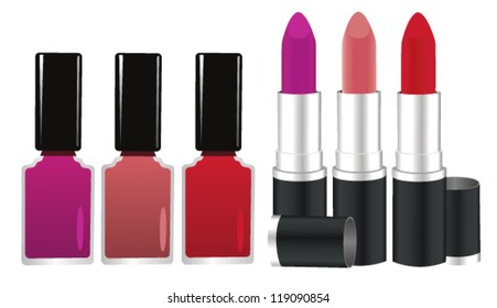 vector lipstick and nail polish