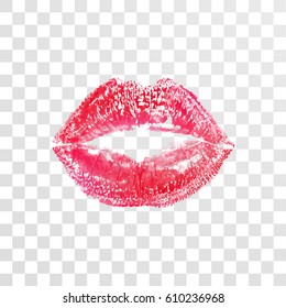 Vector Lipstick Print Background. Red Lips Illustration