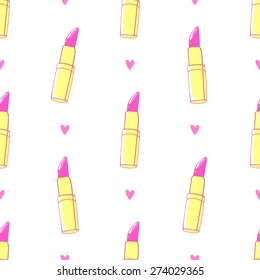 Vector lipstick seamless pattern