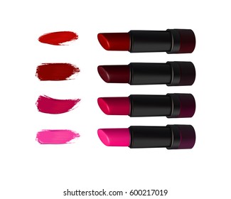 Vector lipstick set on white background. Beauty illustration
